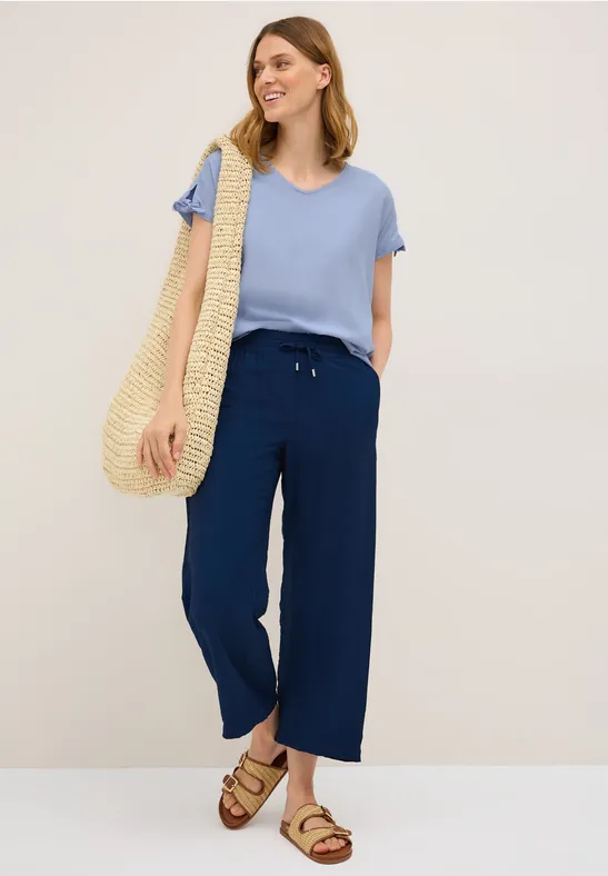V-Ausschnitt Blusenshirt mit Knotendetails