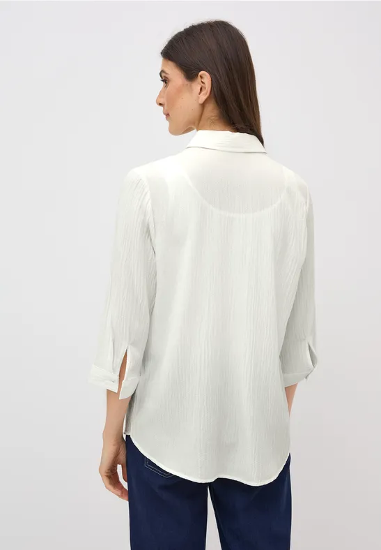 Strukturierte Seersucker-Bluse mit 3/4-Arm
