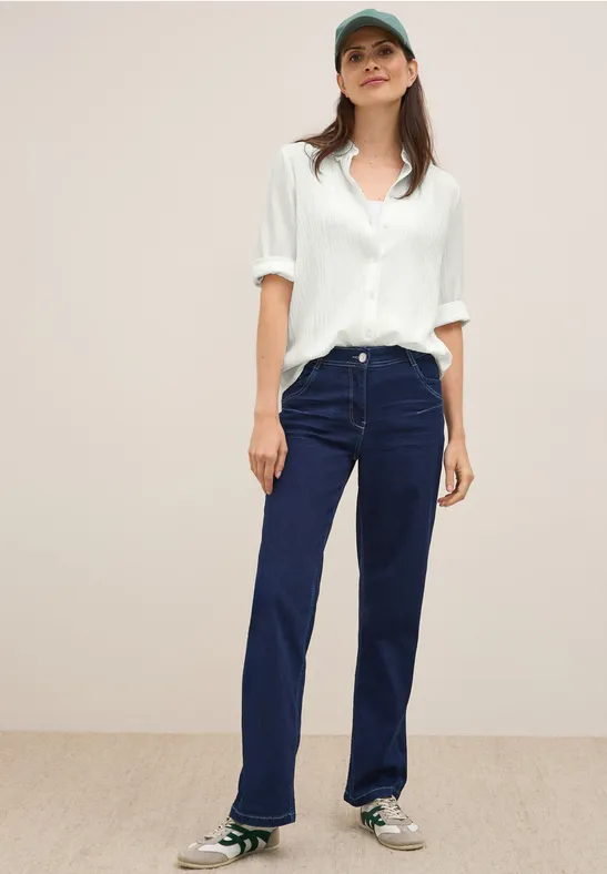 Strukturierte Seersucker-Bluse mit 3/4-Arm