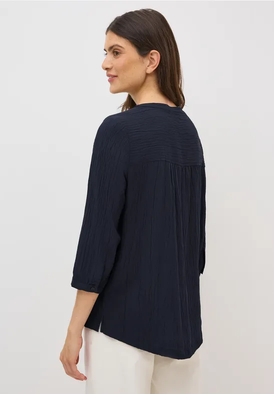 Strukturbluse mit Split-Neck