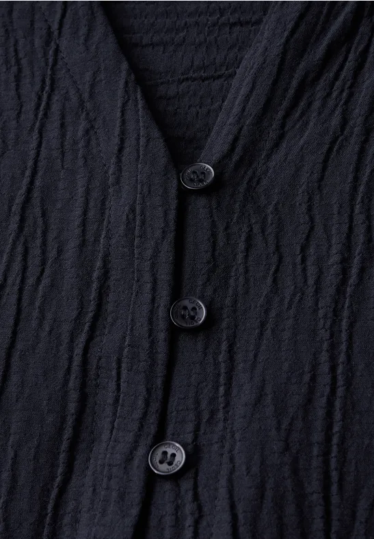 Strukturbluse mit Split-Neck