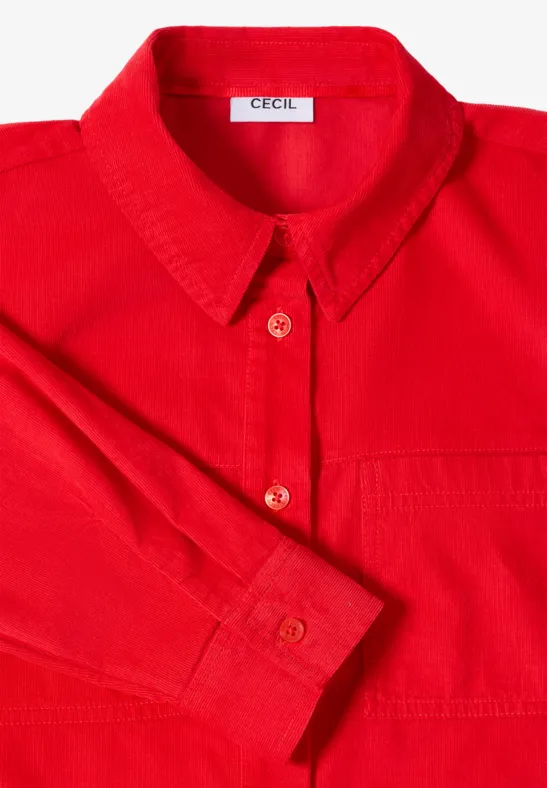 Weiche Cordhemd-Bluse mit Taschen