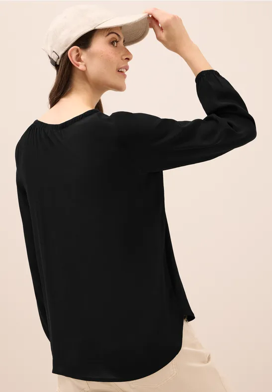 Lockere Crepe-Bluse mit Bindebändern