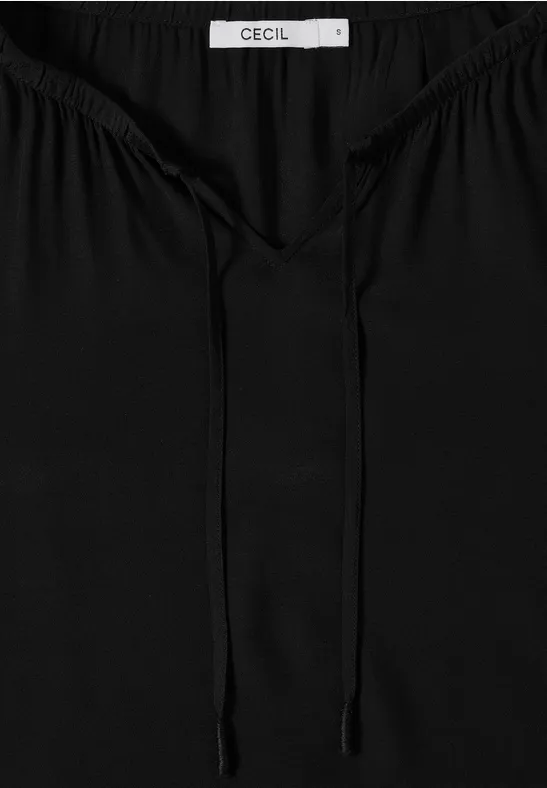 Lockere Crepe-Bluse mit Bindebändern