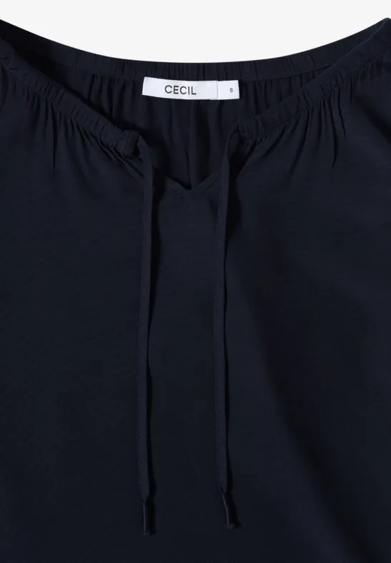 Fließende Krepp-Bluse mit Bindeband