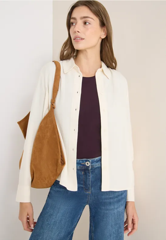 Weiche Melange Hemdbluse