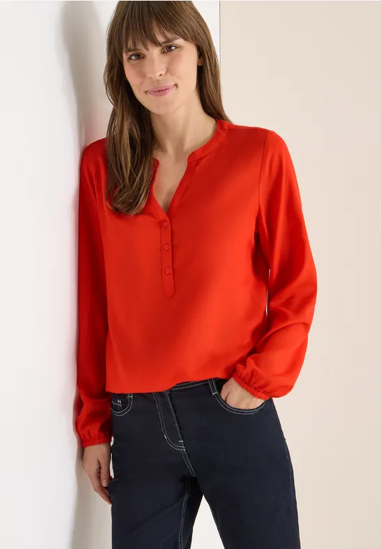 Lässige Viskosebluse mit Split-Neck