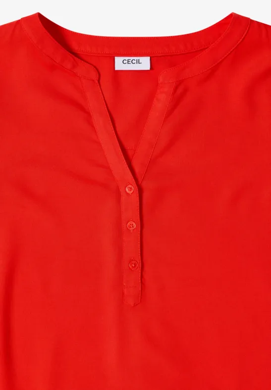 Lässige Viskosebluse mit Split-Neck