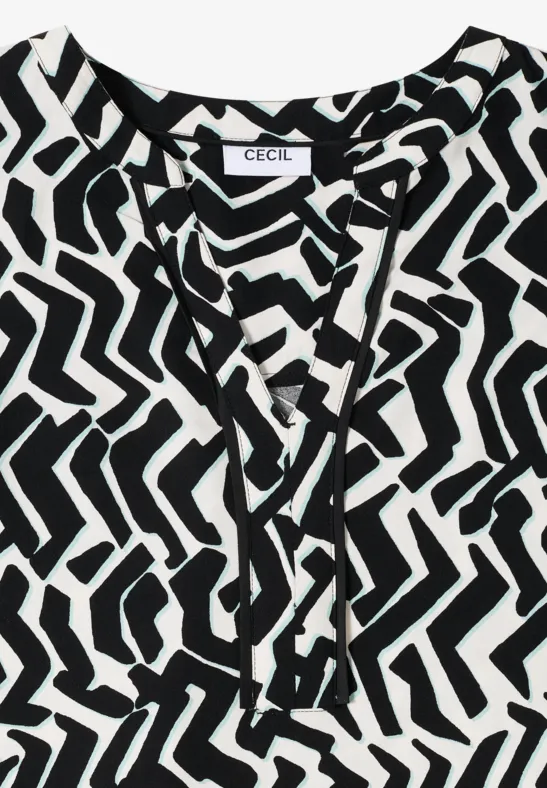 Viskosebluse mit grafischem Print-Muster