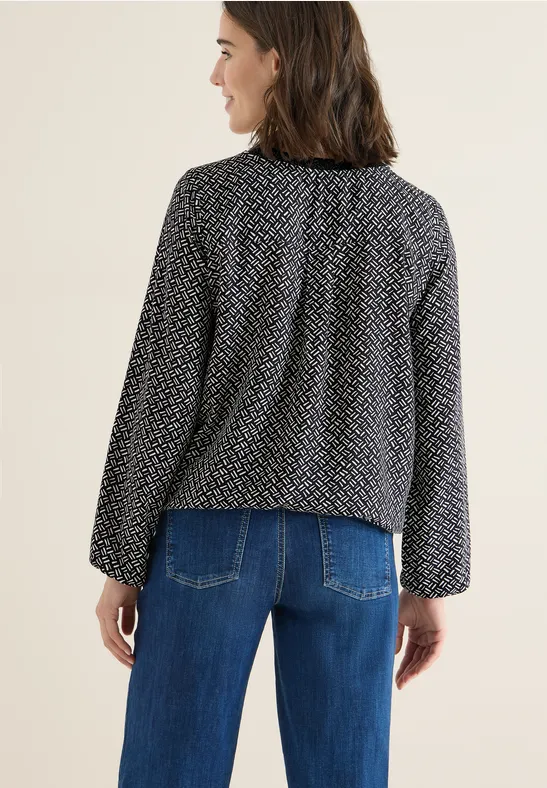 Grafikmuster-Bluse mit Glitzer-Detail