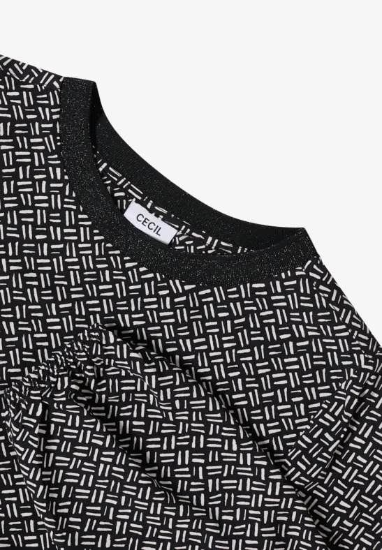 Grafikmuster-Bluse mit Glitzer-Detail