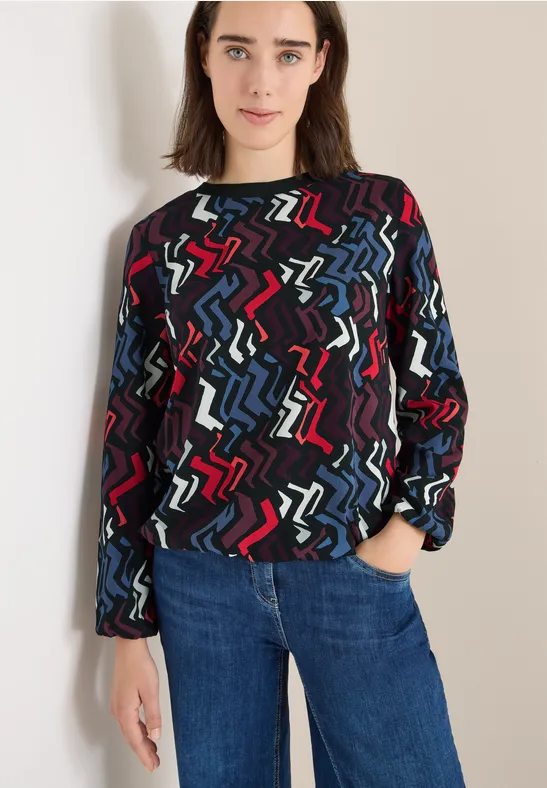 Farbenfrohe Bluse mit Geometrie-Muster