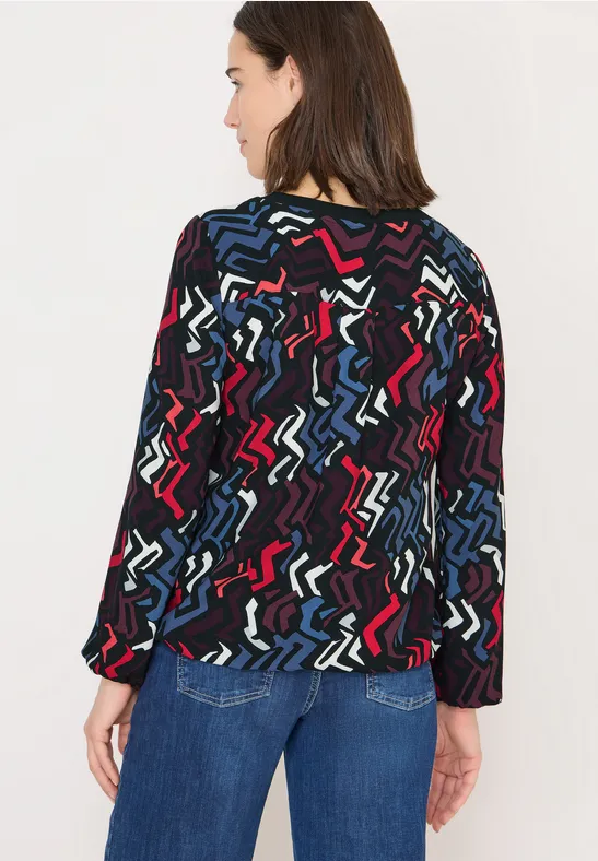 Farbenfrohe Bluse mit Geometrie-Muster