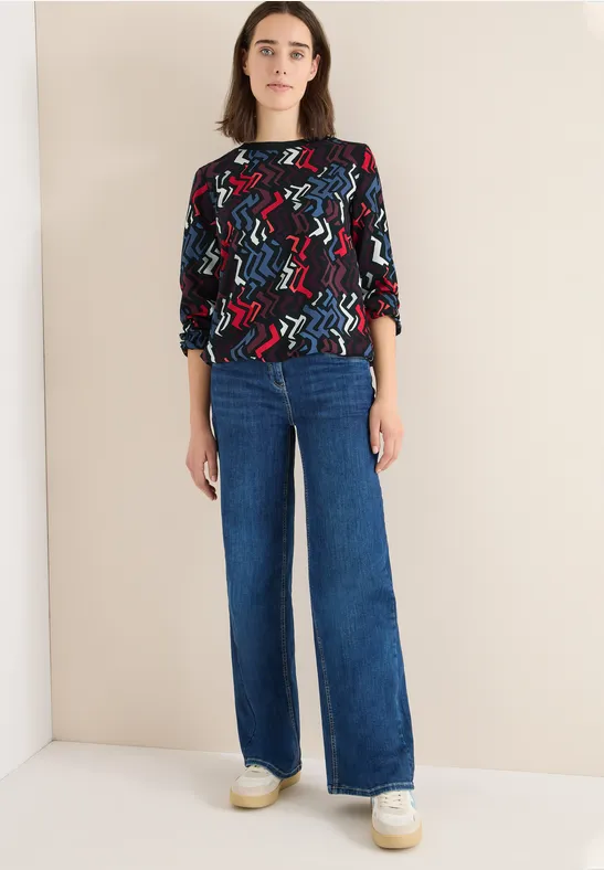 Farbenfrohe Bluse mit Geometrie-Muster