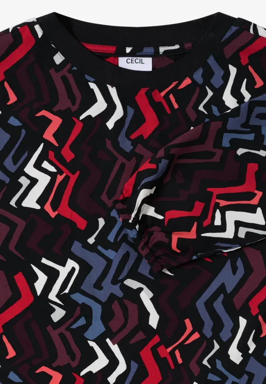 Farbenfrohe Bluse mit Geometrie-Muster