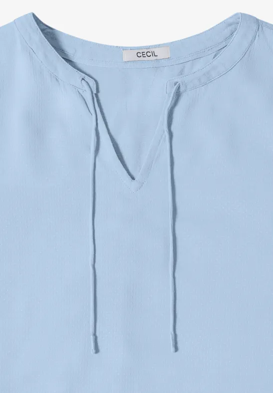 Dobby-Bluse mit geschlitztem Ausschnitt