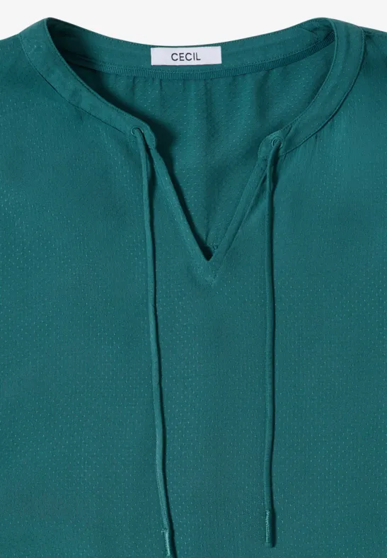 Dobby-Bluse mit Split-Neck