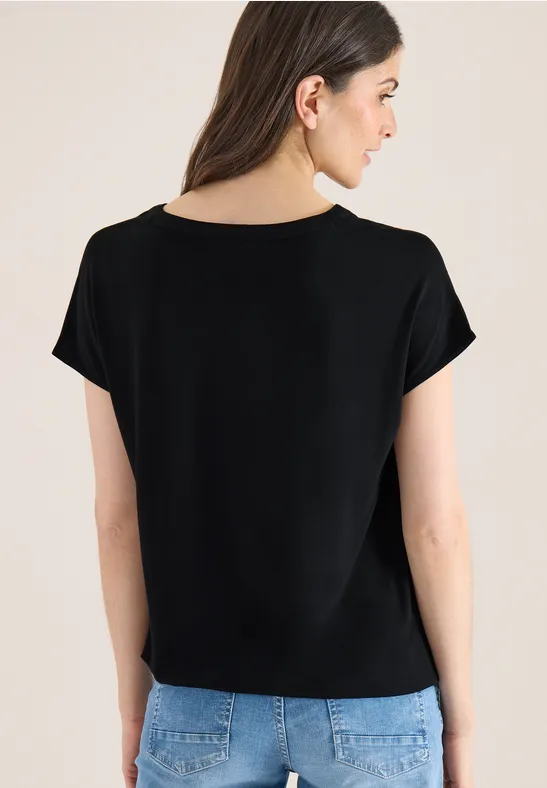 Kurzarmbluse mit Split-Neck