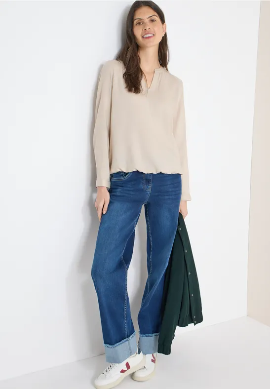 Legere Viskosebluse mit elastischem Saum
