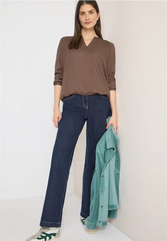 Legere Viskosebluse mit elastischem Saum