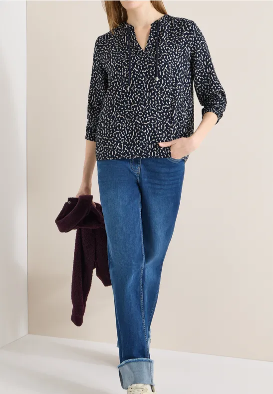 Leichte Grafik-Print Tunika Bluse