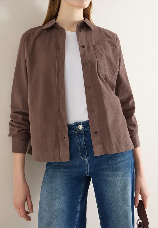 Feincord-Bluse mit Knopfleiste