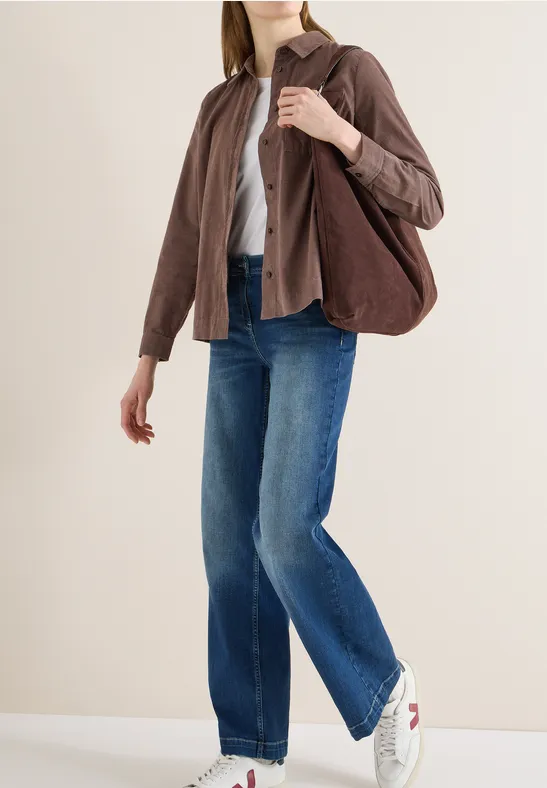 Feincord-Bluse mit Knopfleiste