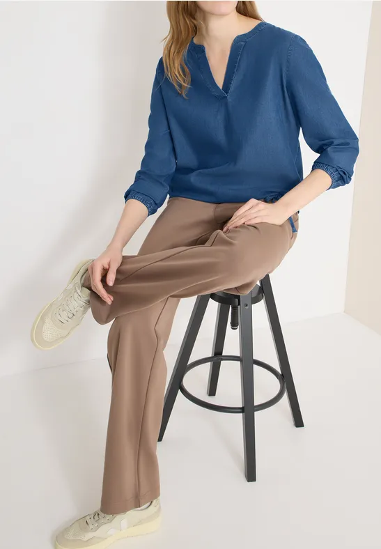 Jeansbluse mit praktischem Elastiksaum