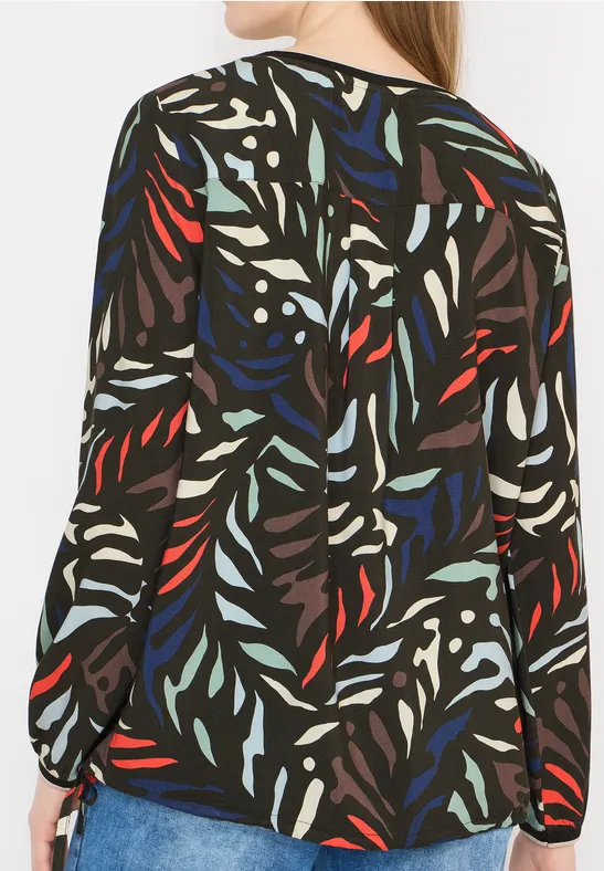 Grafisch gemusterte Bluse mit Tunnelzug