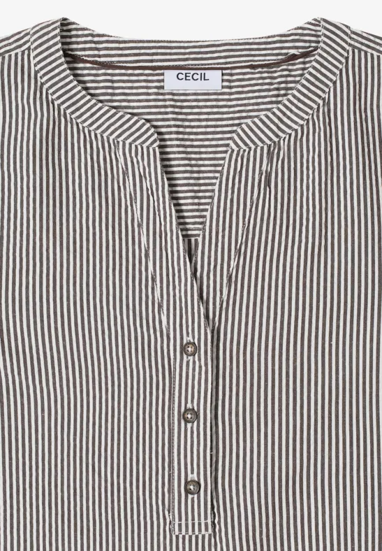 Gestreifte Seersucker-Henley-Bluse