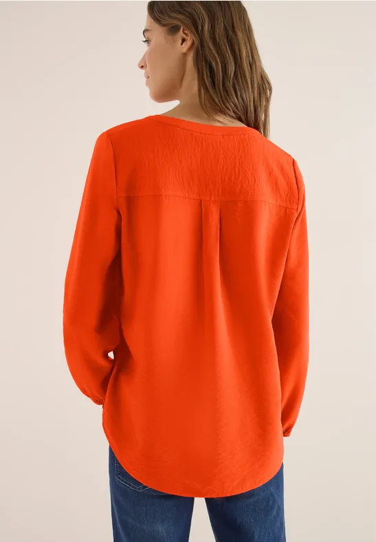 Bluse mit Split Neck aus Viskosemix