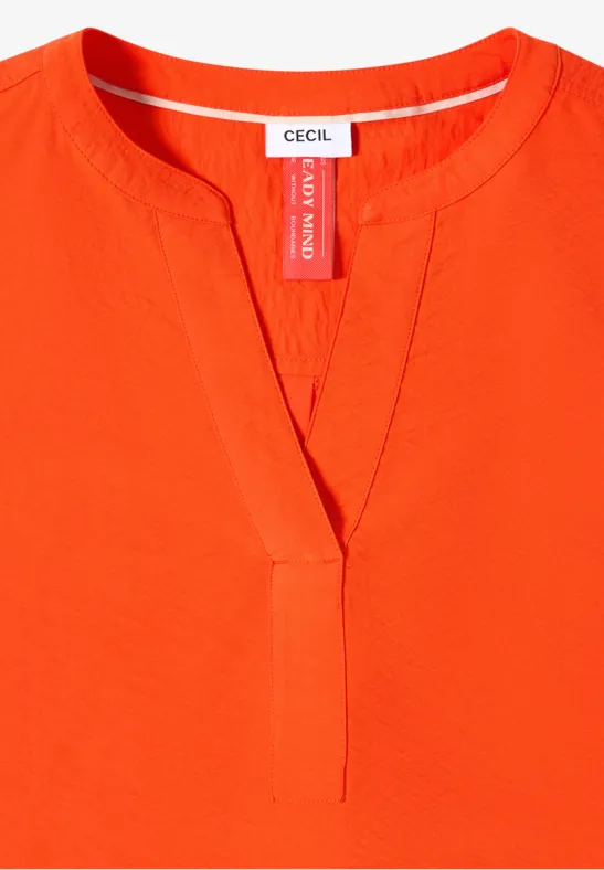 Bluse mit Split Neck aus Viskosemix