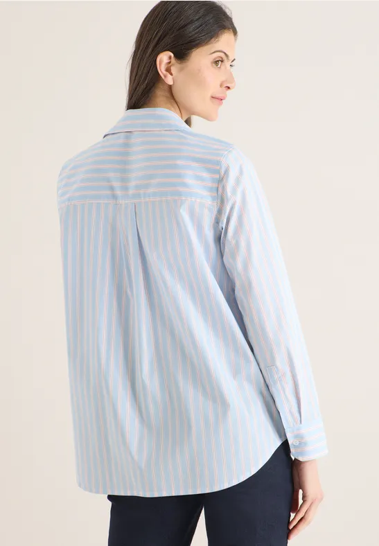 Klassische gestreifte Baumwoll-Mix Bluse