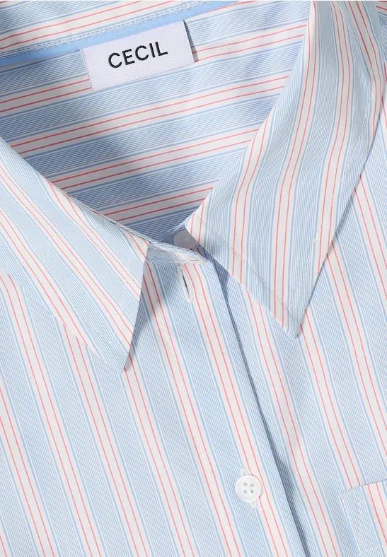 Klassische gestreifte Baumwoll-Mix Bluse