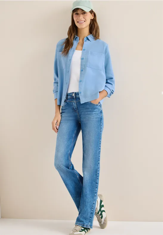 Leichte Lyocell-Bluse im Denim-Look