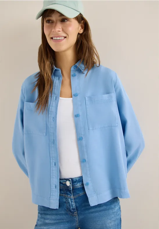 Leichte Lyocell-Bluse im Denim-Look