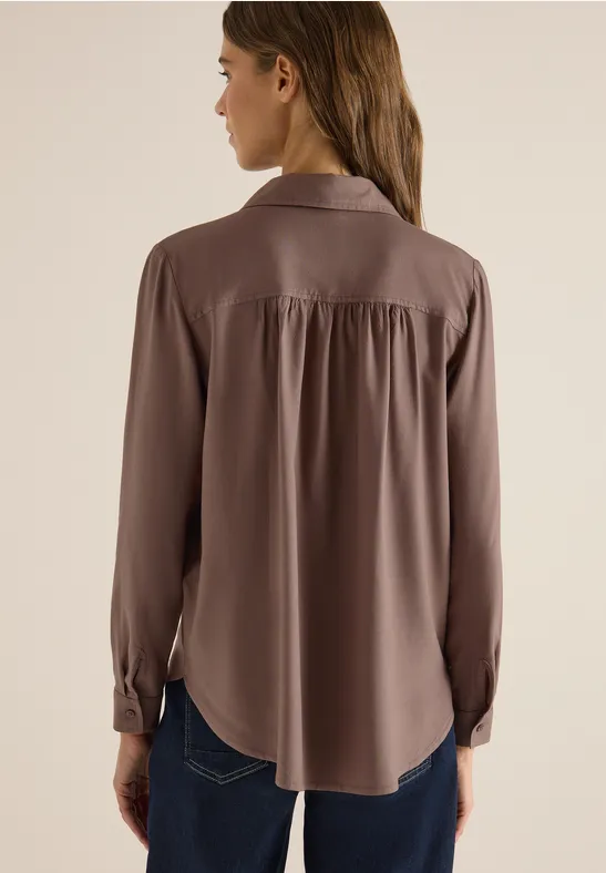 Klassische Viskose-Hemdbluse in Unifarbe