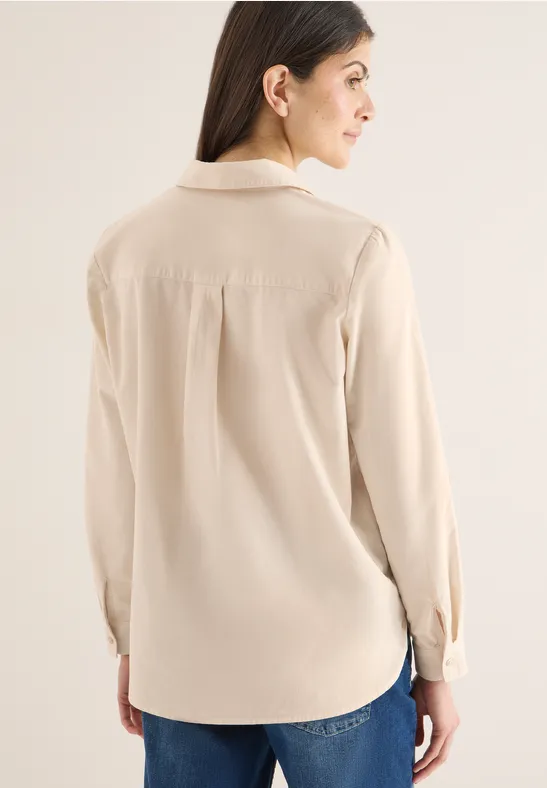 Feincord-Bluse mit V-Ausschnitt