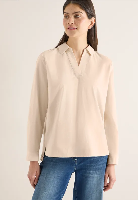 Feincord-Bluse mit V-Ausschnitt