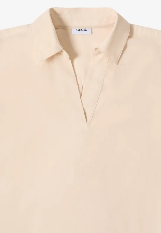 Feincord-Bluse mit V-Ausschnitt