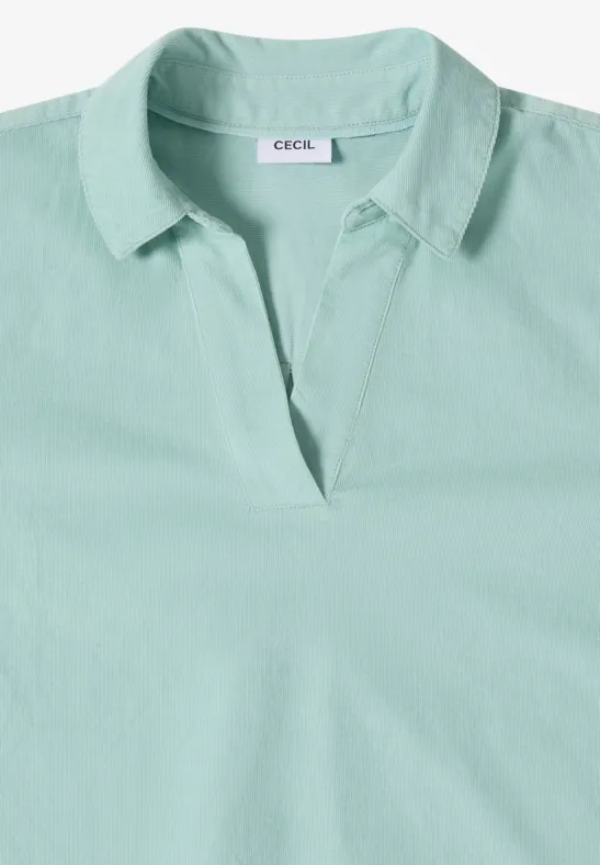 Feincord-Bluse mit V-Ausschnitt