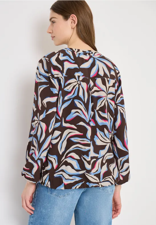 Florale Bluse mit geschlitztem Ausschnitt