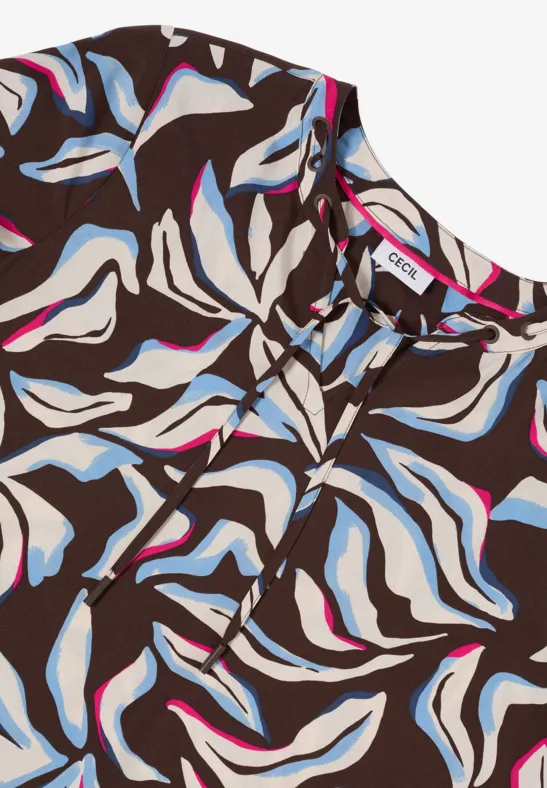 Florale Bluse mit geschlitztem Ausschnitt