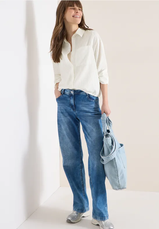 Gestreifte Hemdbluse mit Tunnelzug