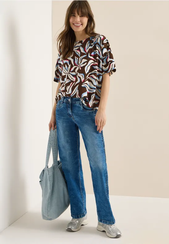 Bluse mit Blumenmuster und Rückenknöpfen