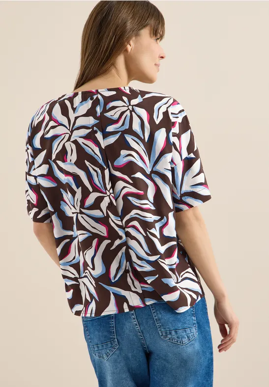 Bluse mit Blumenmuster und Rückenknöpfen