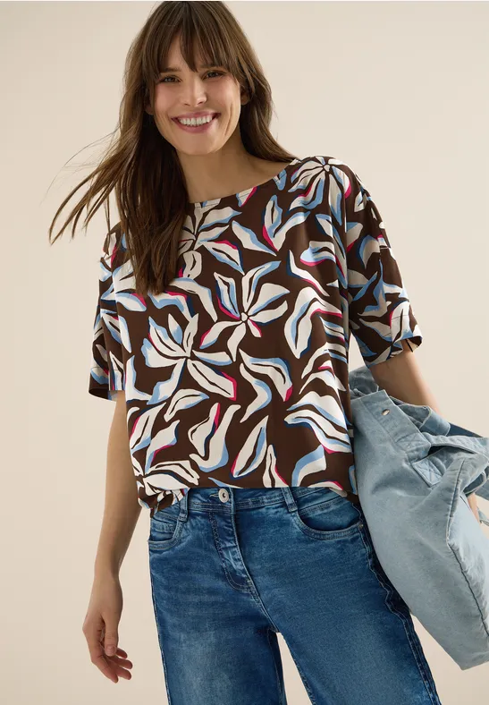 Bluse mit Blumenmuster und Rückenknöpfen