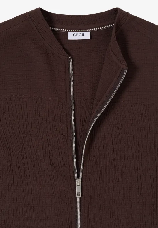 Strukturierter Seersucker-Blouson mit Reißverschluss