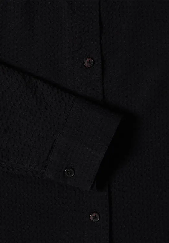 Strukturierte Seersucker-Bluse mit Knopfleiste