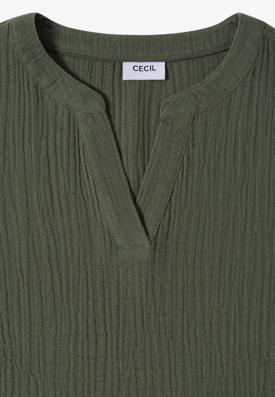 Leicht fallende Musselin-Bluse mit Split-Neck